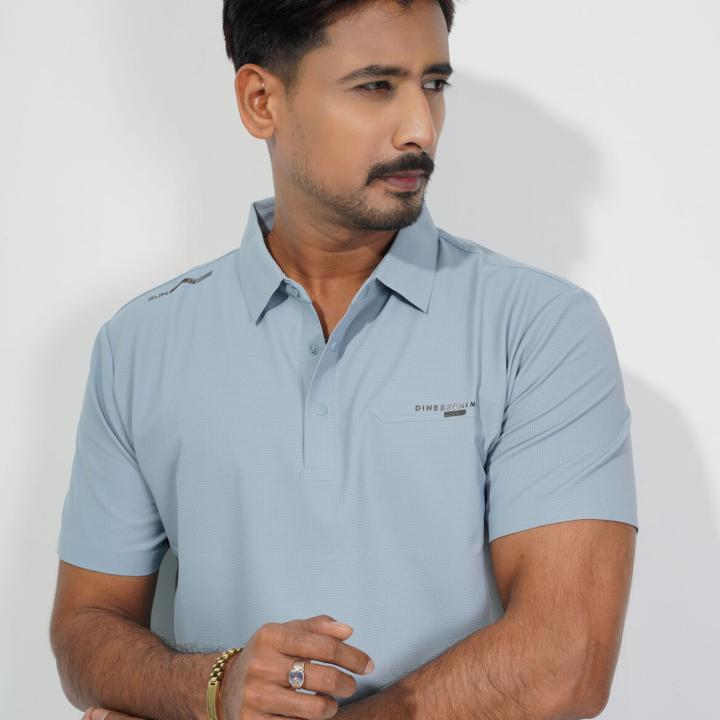 Premium Light Blue Textured Polo Shirt