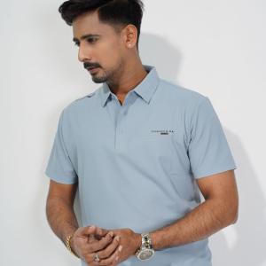Premium Light Blue Textured Polo Shirt