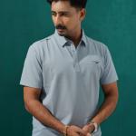 Premium Light Blue Textured Polo Shirt