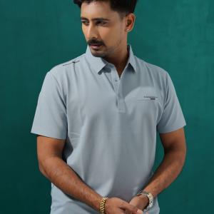 Premium Light Blue Textured Polo Shirt