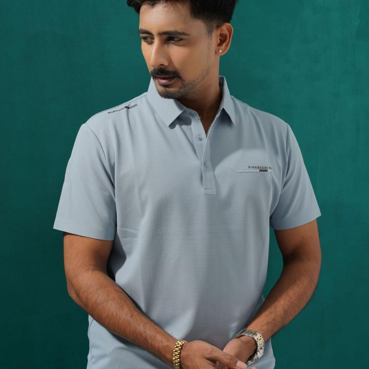 Premium Light Blue Textured Polo Shirt