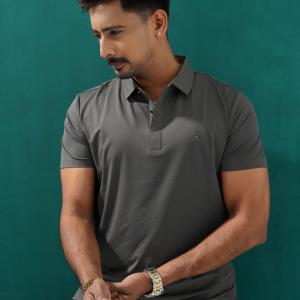 Premium Dark Grey Textured Polo Shirt