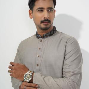 Classic Panjabi with Woven Texture & Embroidered Collar
