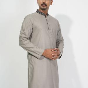 Classic Panjabi with Woven Texture & Embroidered Collar