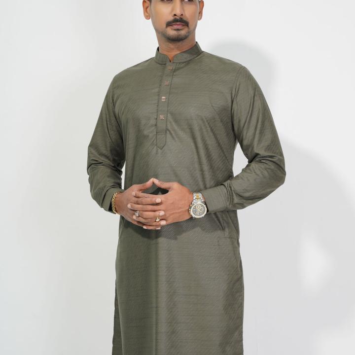 Premium Olive Green Cotton Panjabi
