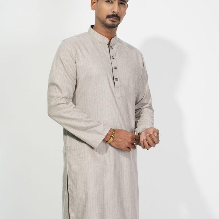 Premium Light Beige Cotton Panjabi