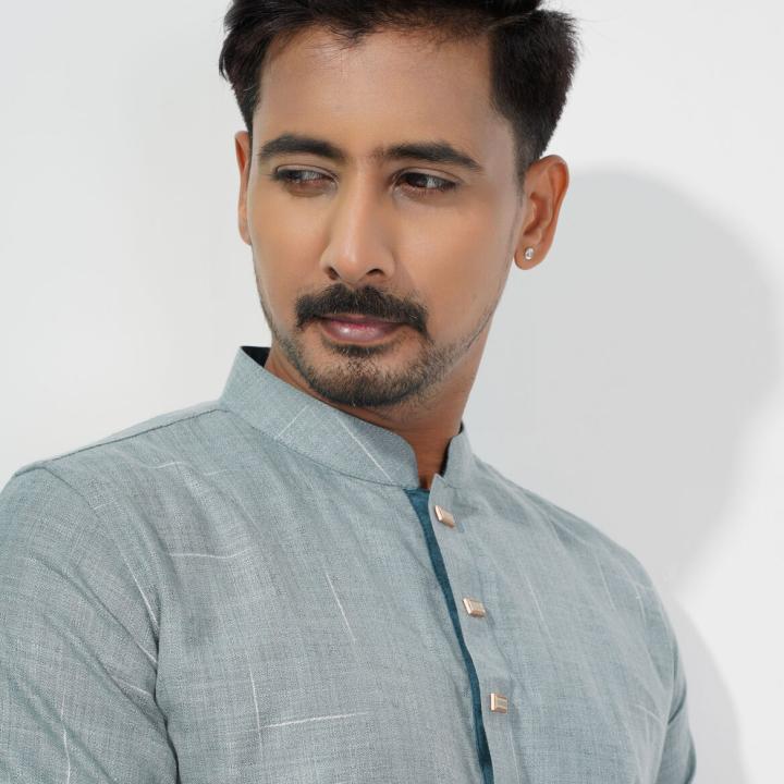 Premium Slate Grey Cotton Panjabi