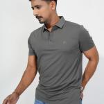 Premium Dark Grey Textured Polo Shirt