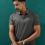 Premium Dark Grey Textured Polo Shirt