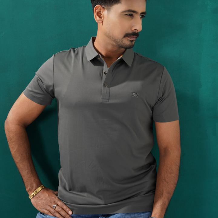 Premium Dark Grey Textured Polo Shirt