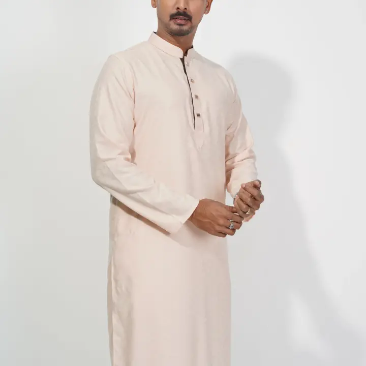 Premium Peach Cotton Panjabi
