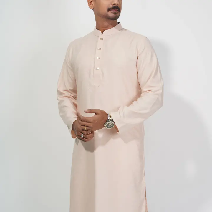 Premium Peach Cotton Panjabi